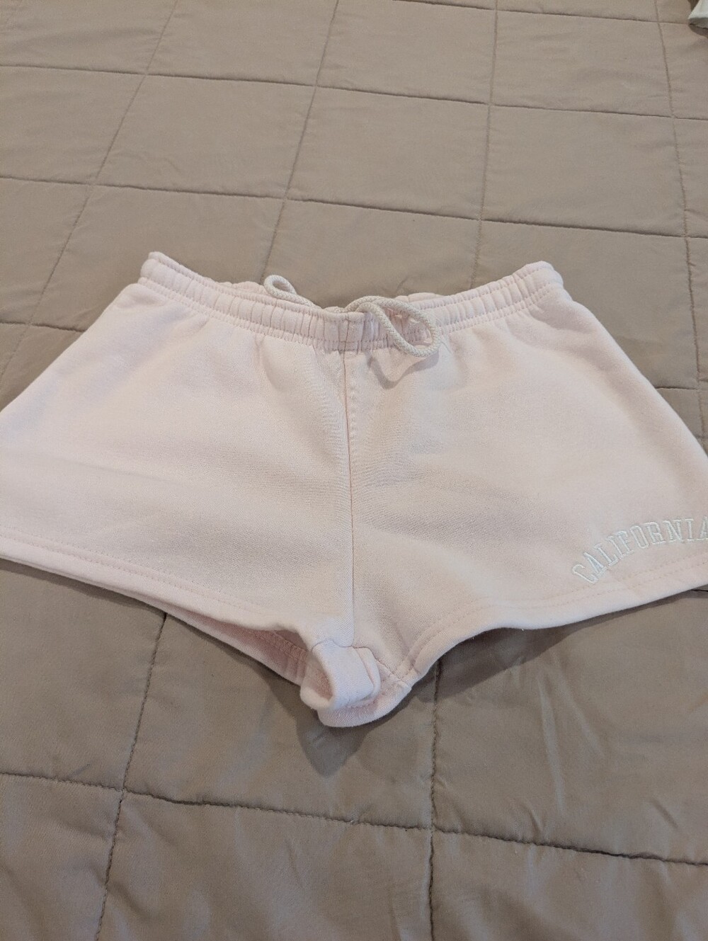 Women's Light Pink Drawstring Fleece Lounge Shorts